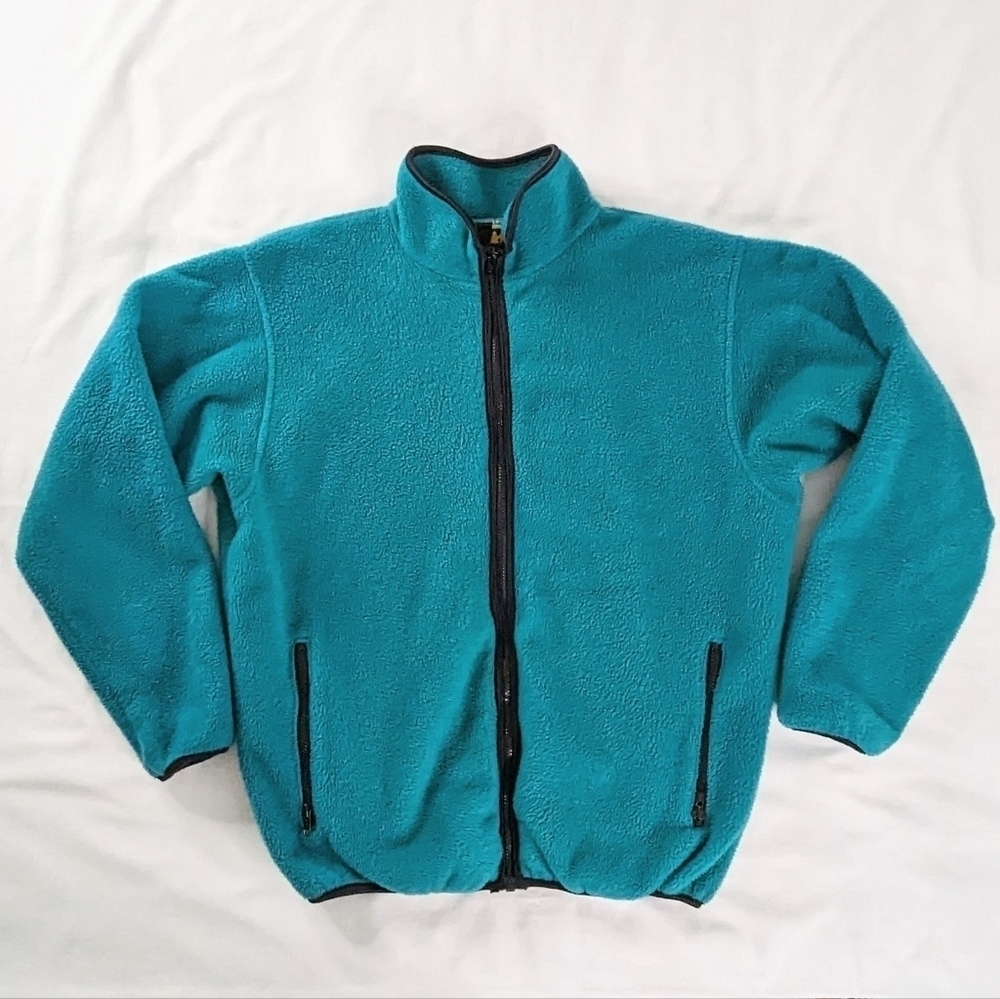 VTG Teal Green Blue REI Full Zip Front Pocket Fleece Jacket Gorpcore 90s
